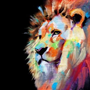 Image de Tableau sur toile lion coloré 90x90 cm Multicolor