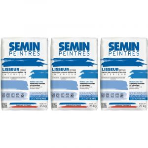 Semin - Enduit de Lissage Lisseur ETS2, Intérieur, Poudre, sac de 25 kg, Lot de 3