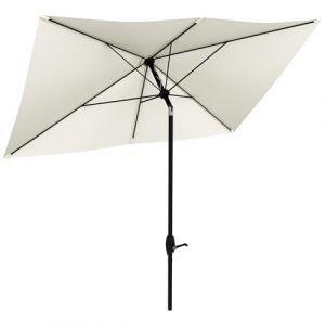 Outsunny Parasol rectangulaire inclinable de jardin avec manivelle m&eacute;tal polyester haute densit&eacute; anti UV 50+ cr&egrave;me