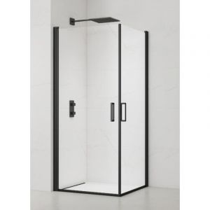 Swiss Aqua Technologies Set Porte de douche 80x196 cm + Porte de douche 90x196 cm transparente + 2x Poignée pour porte de douche (SATFUD9080C)
