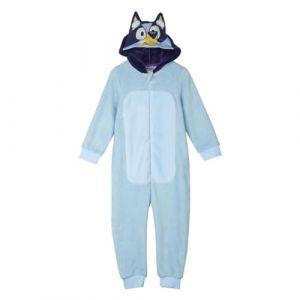 Bluey Pyjama d'hiver pour Enfants - Couleur Bleue - Taille 4 Ans - Une Pièce avec Fermeture Éclair - Pyjama Combinaison - 100% Polyester Coral Fleece