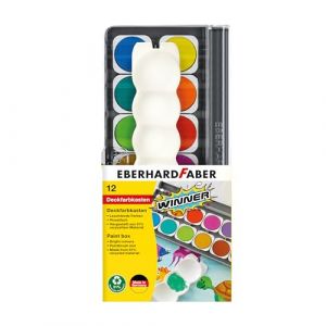Eberhard Faber 578312 - Bo&icirc;te d'aquarelle Winner, 12 couleurs avec blanc opaque et palette de m&eacute;lange