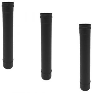 Monmobilierdesign Lot de 3 TVNM Conduit simple paroi étanche polycombustible noir longueur 50 cm Ø100