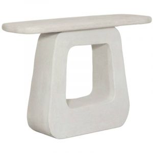 Made In Meubles - Console pied central en mdf blanc effet b&eacute;ton Dana&eacute;