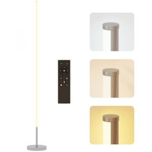 Homcom Lampadaire LED - intensit&eacute; variable t&eacute;l&eacute;commande interrupteur &agrave; pied - acier - &Oslash;20 x 150 cm - argent