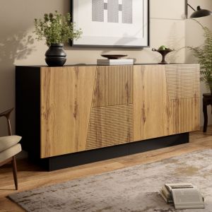 Buffet moderne 160x40x72 cm - Avec 4 portes - &Eacute;tag&egrave;res r&eacute;glables - Panneaux de particules - Naturel