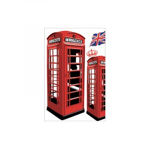 Plage Sticker r&eacute;frig&eacute;rateur et lave vaisselle, cabine londres charme historique d&eacute;co, 75 cm X 49 cm