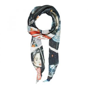 Desigual Écharpe Foxtrot Wrinkled Foulard Black multicolore