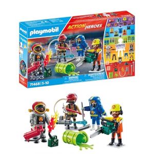 Playmobil 71468 My figures : métiers à risque - avec quatres personnages du domaine des pompiers et des accessoires - Crée ton personnage unique & Combine tes personnages - Ville & Métiers - Dès 5 ans