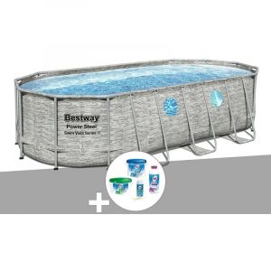 Bestway Kit piscine tubulaire ovale Power Steel SwimVista avec hublots 5,49 x 2,74 x 1,22 m + Kit de traitement au chlore