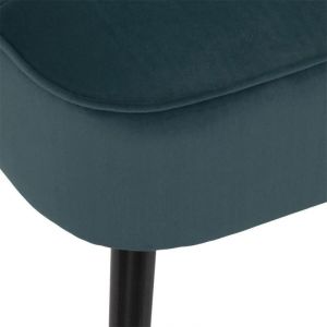 Atmosphera Fauteuil Velours déco pieds dorés Naova - Couleur: Bleu canard