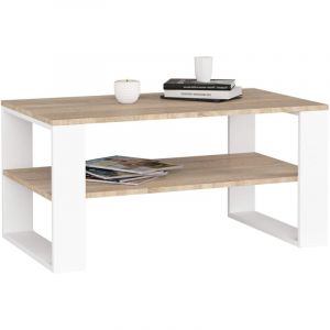 Akord - Table basse alex Chêne Sonoma 92 cm pieds Blancs 92x53x45 cm