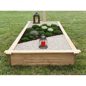 Cadre funéraire en Bois – Cadre en Bois pour Tombe – Entourage de Tombe 190x90x20 cm – Chêne Massif – Couleur Naturelle – Résistant aux intempéries –