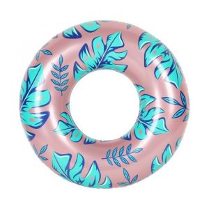 Image de Bouée Gonflable Ronde XXL pour Piscine & Plage Ultra Confort, Flotteur Deluxe - Plantes Tropicales ø130cm