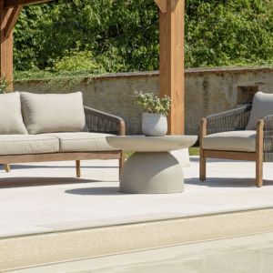 Image de Macabane Hans - Table basse ronde 70x70cm effet b&eacute;ton