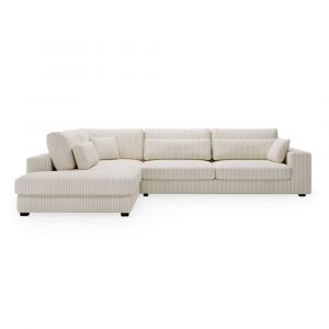 Canapé d'angle 6 places en velours beige
