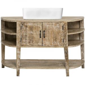 Meuble sous vasque en bois de manguier blanchi Sienna - Bois clair