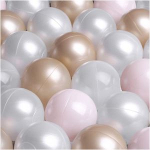Balles pour Piscine à Balles de Jeu pour Bébé Enfants MISIOO Plastique Colorées 6 cm 300 Boules: Rose/Doré/Blanc Perle
