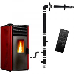 Poêle à granulés étanche Anita 15 kW Bordeaux Sannover + Kit d'installation Complet