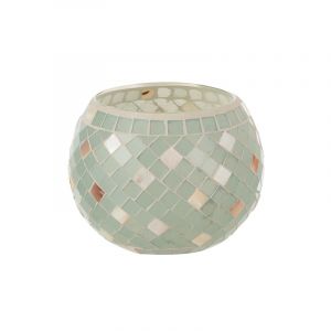 Jolipa Photophore en verre vert menthe 15.5x15.5x12 cm - gris