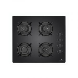 Continental Edison Plaque de Cuisson Table a GAZ Table 4 foyers Gaz Verre Noir