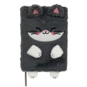Mr. Wonderful Cahier A5 peluche - Chat - Cahier de taille A5 avec reliure cousue - Avec 160 pages blanches