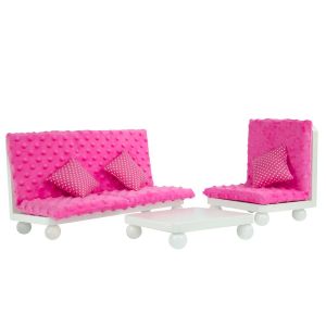 Teamson Salon avec canapé fauteuil et table base pour poupée ou poupon jouet Olivias Little World TD-11930A/B - Blanc