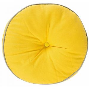 Coussin De Sol Rond Jaune Et Gris Ø 43 Cm