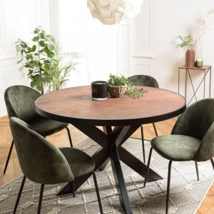 Macabane Table à manger effet pierre basile rouille - 120x120x76 cm