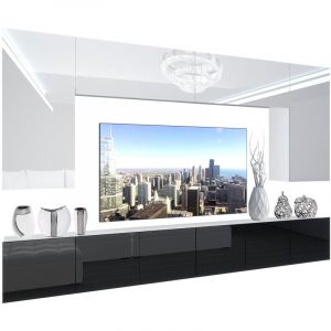 Unité Murale tv nex i Ensemble Muebles de Salon Complet i Ensemble Meuble tv avec Illumination led i Dimensions: 300 x 180 x 36 cm i Coleur: Blanc