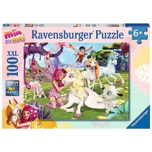 Image de Ravensburger Elefant,Tiger Véritable amitié licorne-100 pièces XXL Mia and Me Puzzle pour Enfants à partir de 6 Ans, 13388, Jaune