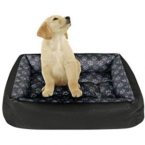 Panier pour Chien - Lit pour Chien - Apaisant - Taille M - Noir et Gris - Pattes de Lin