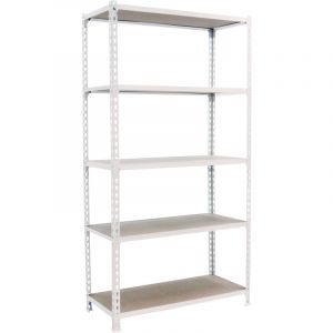 Simon Rack &Eacute;tag&egrave;re m&eacute;tallique 5 niveaux - 2000 x 1200 x 300 mm - KIT MADERCLICK MEGAPLUS - Blanc - Bois