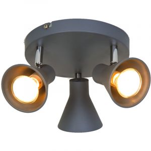 Sampa Plafonnier design Carter 3 ampoules métal gris compatible LED