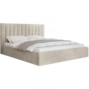 Rosario - lit coffre - 140x200 - sommier inclus - en velours - Beige