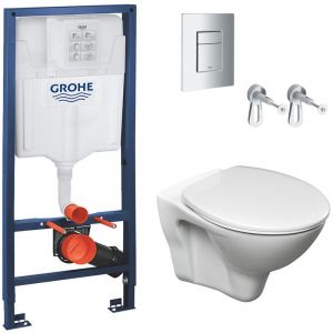Grohe Pack WC Rapid SL + WC suspendu Cersanit S-LinePro + Plaque chrome mat (RapidSL-S-LinePro-5)