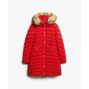 Superdry Doudoune mi-longue à capuche en fourrure synthétique femme