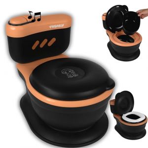 Twinky Pot De Toilette B&eacute;b&eacute; 3 En 1 | Noir Marron Sons & Musique | Couvercle Amovible | Apprentissage Propret&eacute; Ludique | D&egrave;s 18 Mois