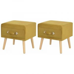 Table de nuit c vet commode armoire meuble chambre 2 pcs 40x35x40 cm velours moutarde Jaune
