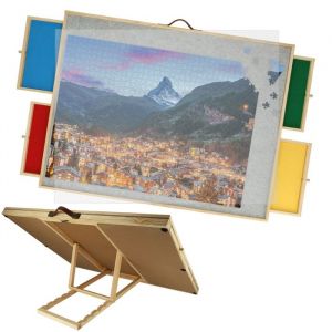 BREND BR-2224 Plateau de puzzle r&eacute;glable avec 4 tiroirs pour 1500 pi&egrave;ces - Plateau de puzzle avec couvercle transparent - Table de puzzle avec feutre et syst&egrave;me de rangement