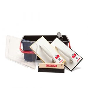 COMENSAL Kit Joint Carrelage - 7 pi&egrave;ces - M - 12L - Kit d'outils de Pose de Carrelage - Eponge HYDRO - Taloche en Caoutchouc - Rouleau Perfor&eacute; - Made in EU