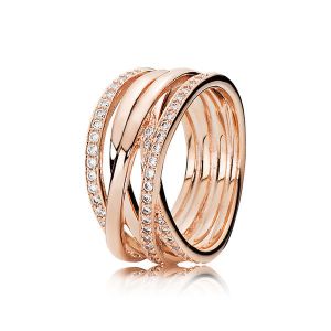 Pandora Promo : Bague 180919CZ - Bague Entrelacs Rose Femme