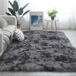 Image de Tapis de Salon Shaggy 160 x 230cm en Peluche Gris Foncé Fibre de Polypropylène Souple Tapis Antidérapante