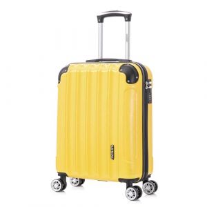 RAYKONG Valise cabine 55x40x20cm (44L) Polycarbonate - Capacité Maximale - serrure integrée - 20 Pouces - (RK04|Jaune)