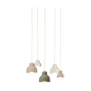 Suspension 5 ampoules en céramique vert, crème et gris sable 15x16cm Berimbau - Ferro