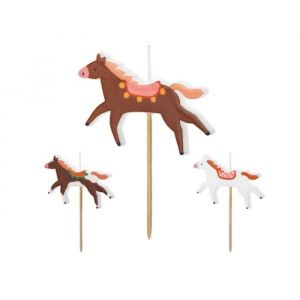 3 bougies anniversaire cheval balade 5.8x4cm - g&eacute;n&eacute;rique scs-24