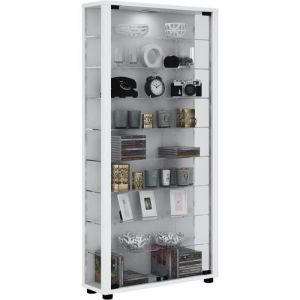 Lumo Maxi Vitrine, 2 portes vitrées, tablettes en verre, éclairage incluss led, blanc. - Blanc