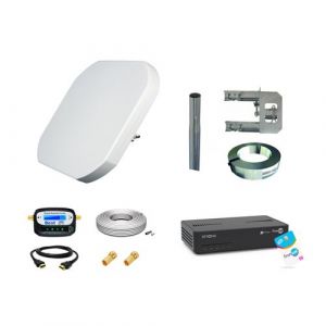 Image de Antenne Sat Plate 40cm HDME + Kit fixation cheminée + Décodeur SRT 7407 FRANSAT + Câble HDMI + Pointeur Sat + Câble Coax 25m + 2 Fiches F