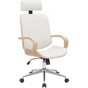 CLP Fauteuil de Bureau Dayton - Nature/Blanc - Siège Rembourré - Roulettes