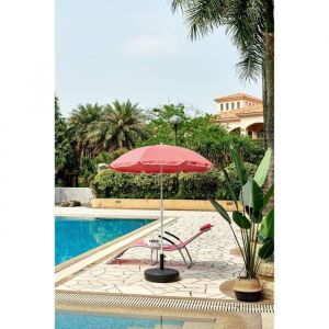 Image de Parasol rouge rond - Arc 1,80 m - Structure en polyester anti-uv - Blanc et rouge